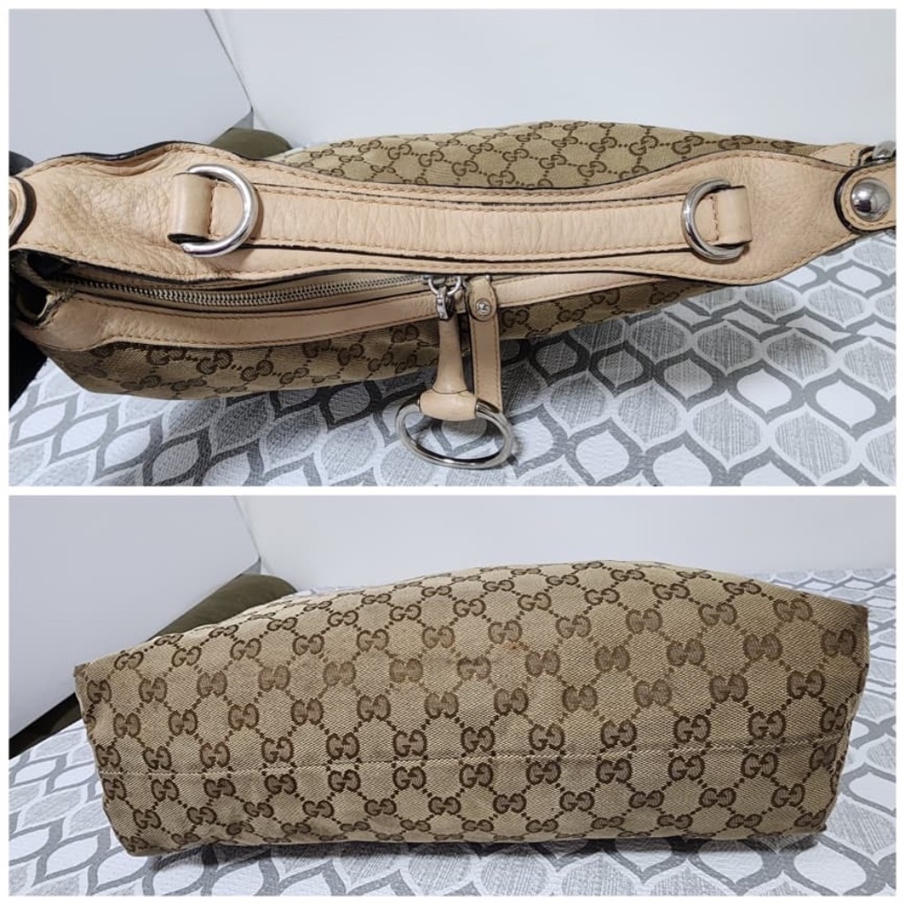Authentic Gucci GG Canvas Medium Icon Bit Hobo Bag Beige/Brown - Picture 6 of 14